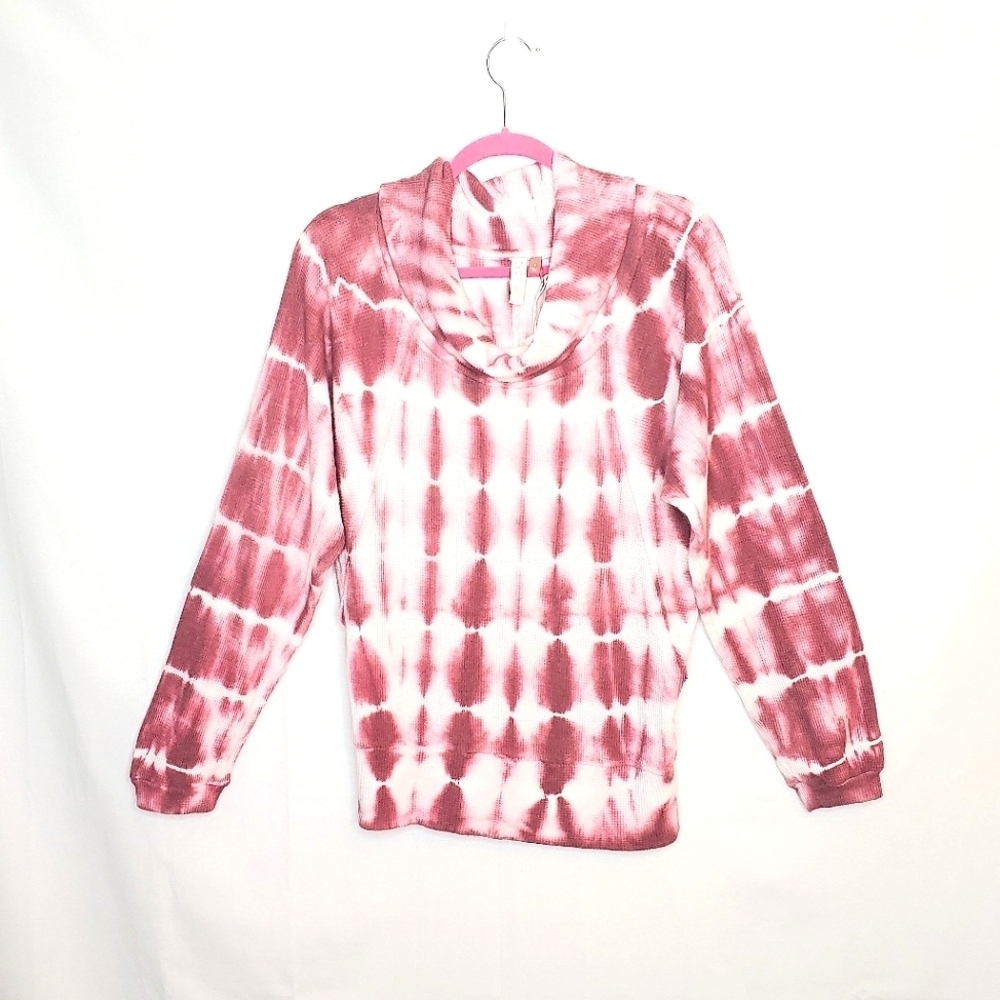Anthropology top, hoodie, medium, pink, tie dye.